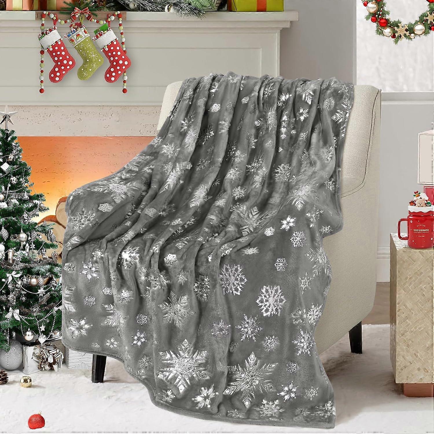 Christmas Blanket Silver Snowflake Christmas Blanket Snowflake Christmas Blankets and Throws Soft Warm Flannel Christmas Blanket for Couch Bed Sofa 12