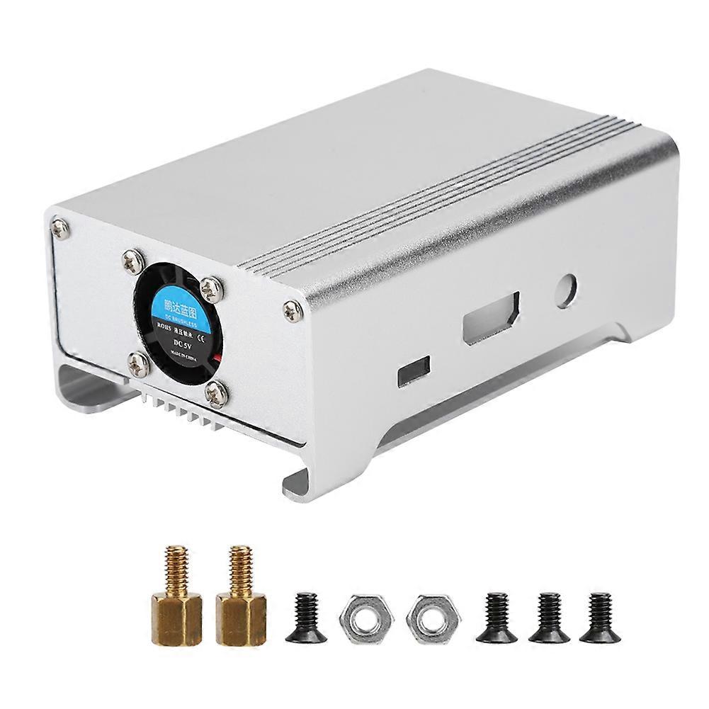 V1 metalen behuizing van aluminiumlegering met DC 5V-koelventilator voor Raspberry Pi 3 b 2 b RPB + (zilver) YEMMA