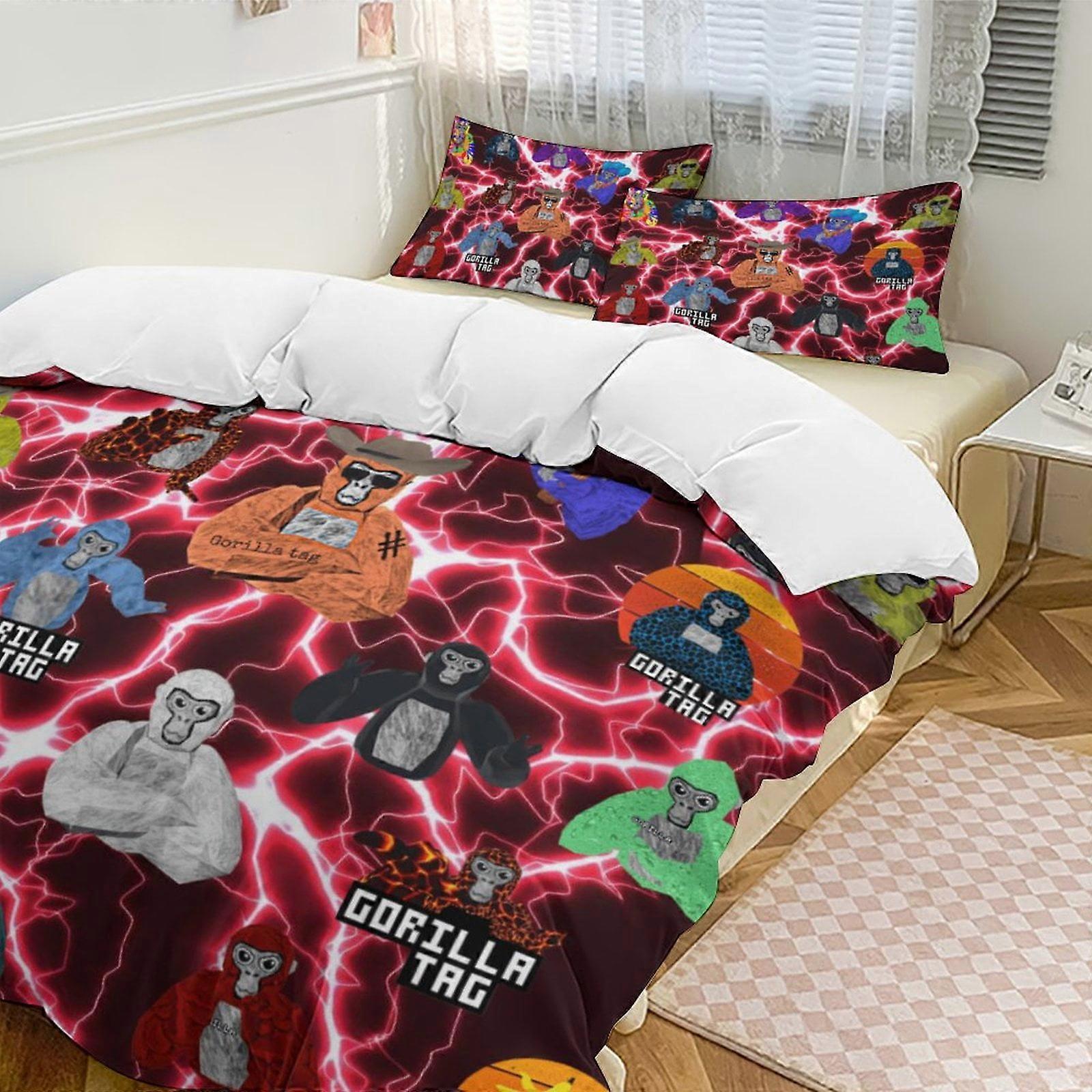 v2118  Bed Sheets Bedding Game Gorilla Tag 3-Piece Bedding Set Soft Warm And Comfortable Bed Set with 1 Duvet Cover And 2 Pillowcases Bed Sheets  yuq2