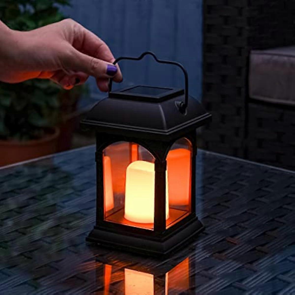 15cm LED flickering effect solar lantern and candle (includes rechargeable battery)