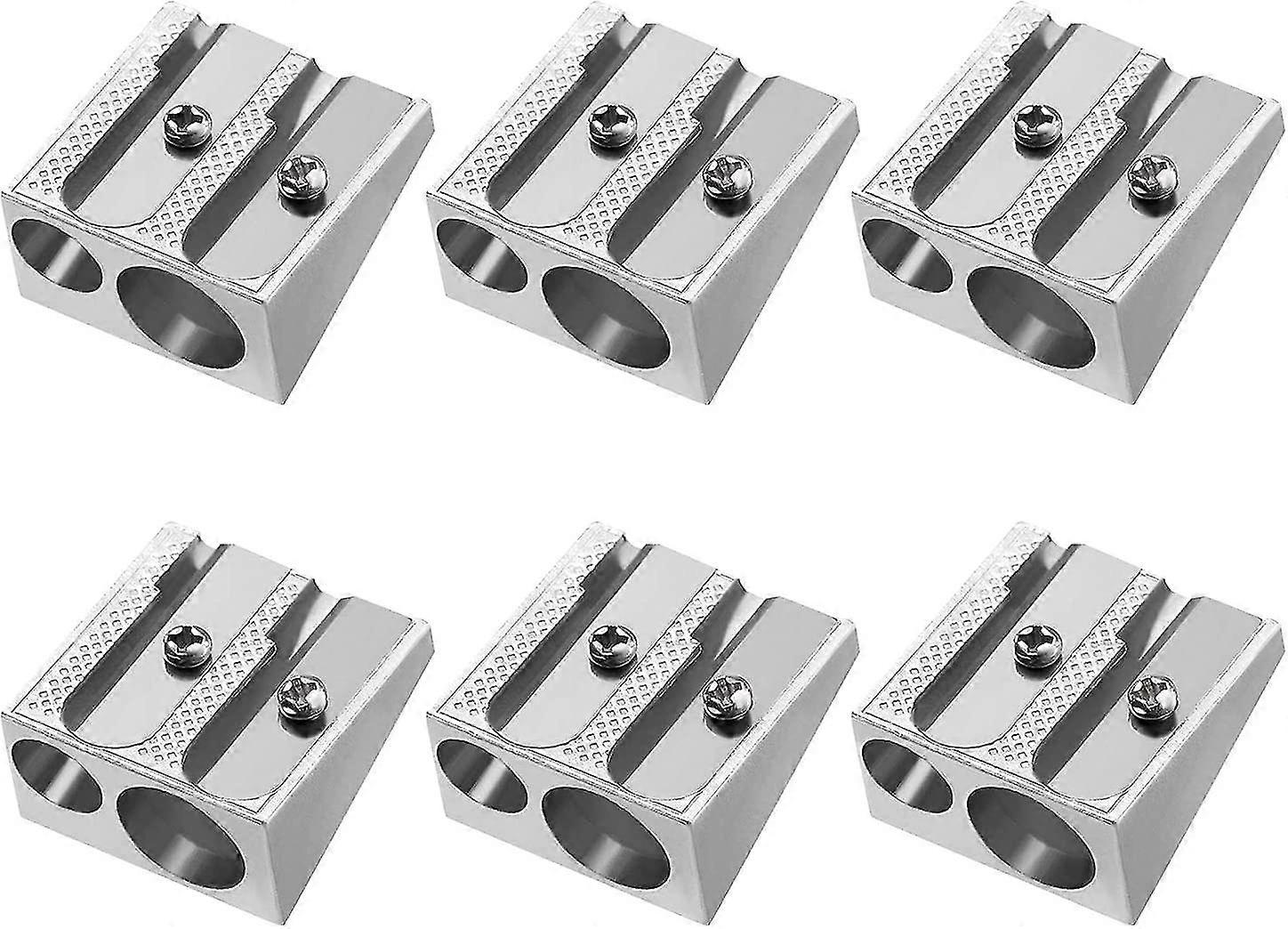Manual Pencil Sharpeners,handheld Metal Pencil Sharpener, Dual Holes Sharpener For Travel School Officeslivery(6 Pcs)