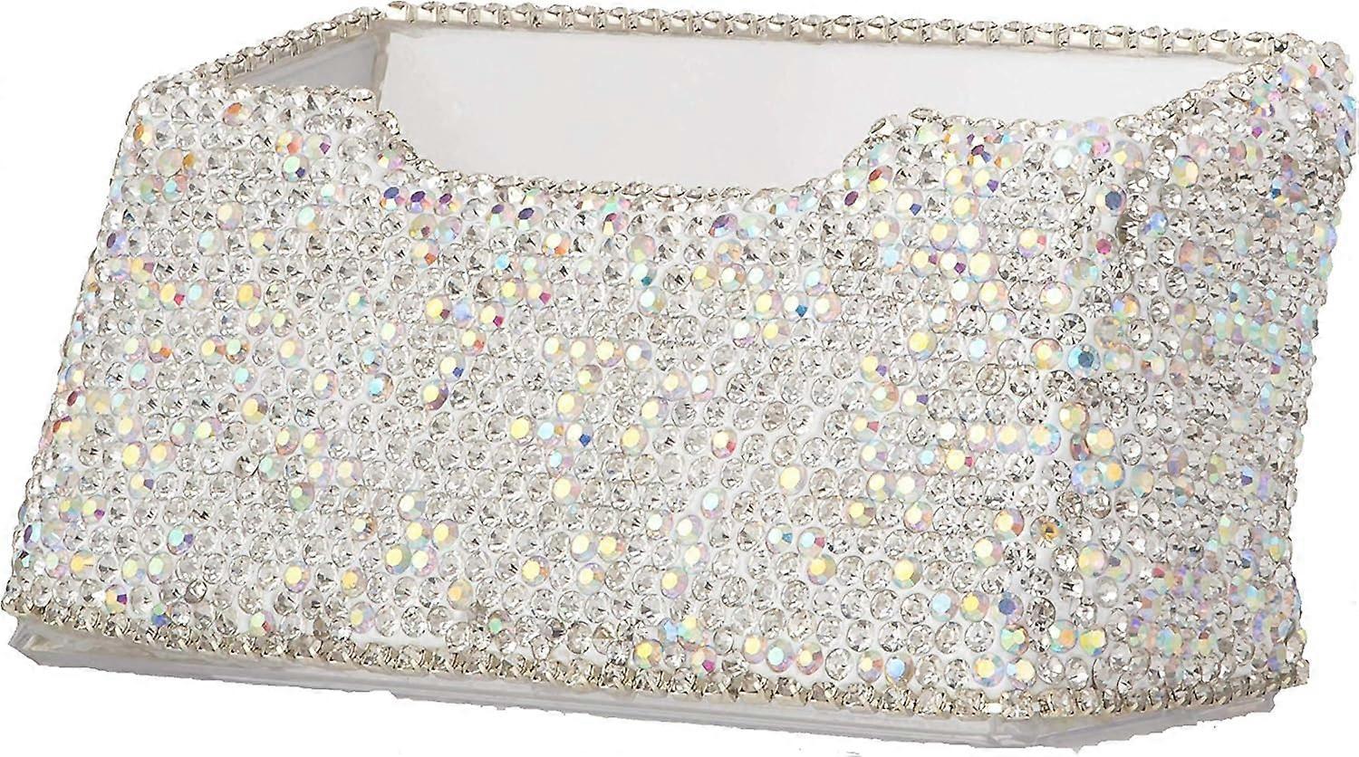 Business Card Holder Stand - Bling Name Cards Office Desk Desktop Table Top Organizer Luxury Display Pocket Case Accessories White