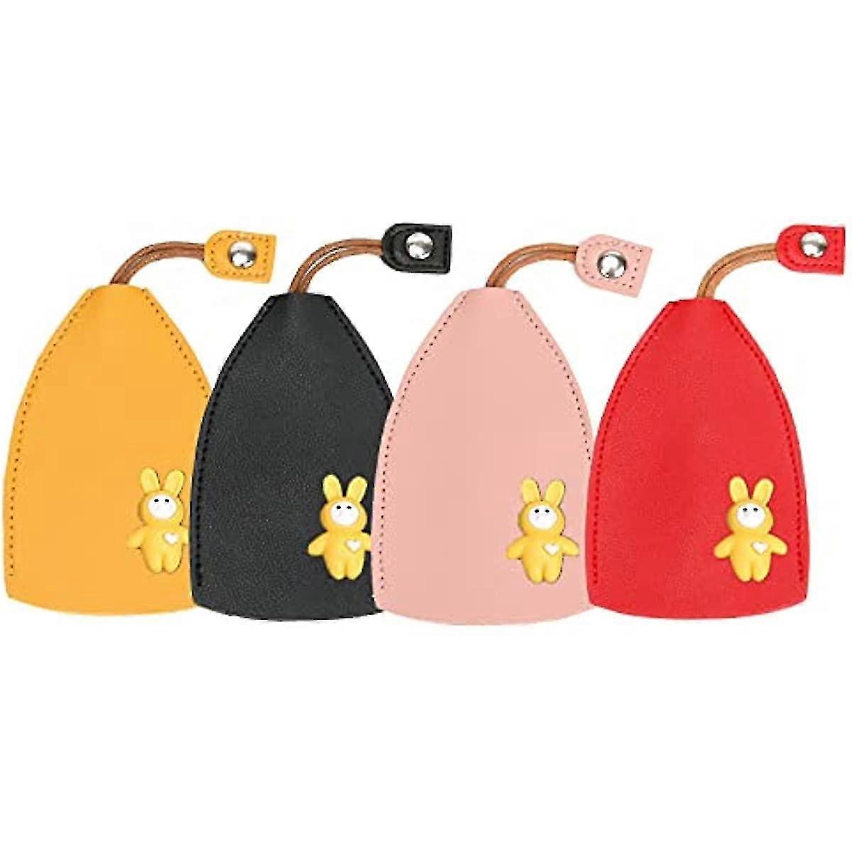 4pcs Cute Key Case Creative Pull Out Key Sleeve, Cartoon Leather Large Capacity Not Easy To Slip Car Key Sleeve
