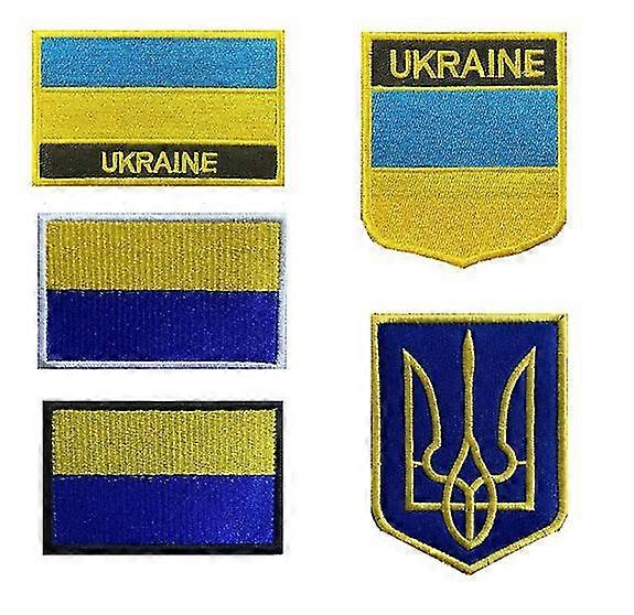 5 Stk Ukraina Flag Patches Ukraina Shield Patch brodert Patch Moral Patch Applique Feste hook og loop (emblem)