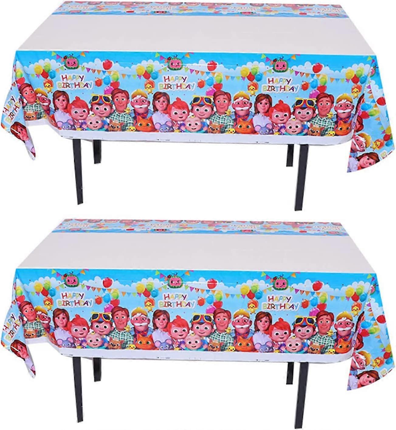 2 pcs Coco-Melon Tablecloth Cartoon Coco-Melon Table Cloths for Parties 4371 Inch Reusable Cartoon Plastic Table Cover for Coco-Melon Party Decoration