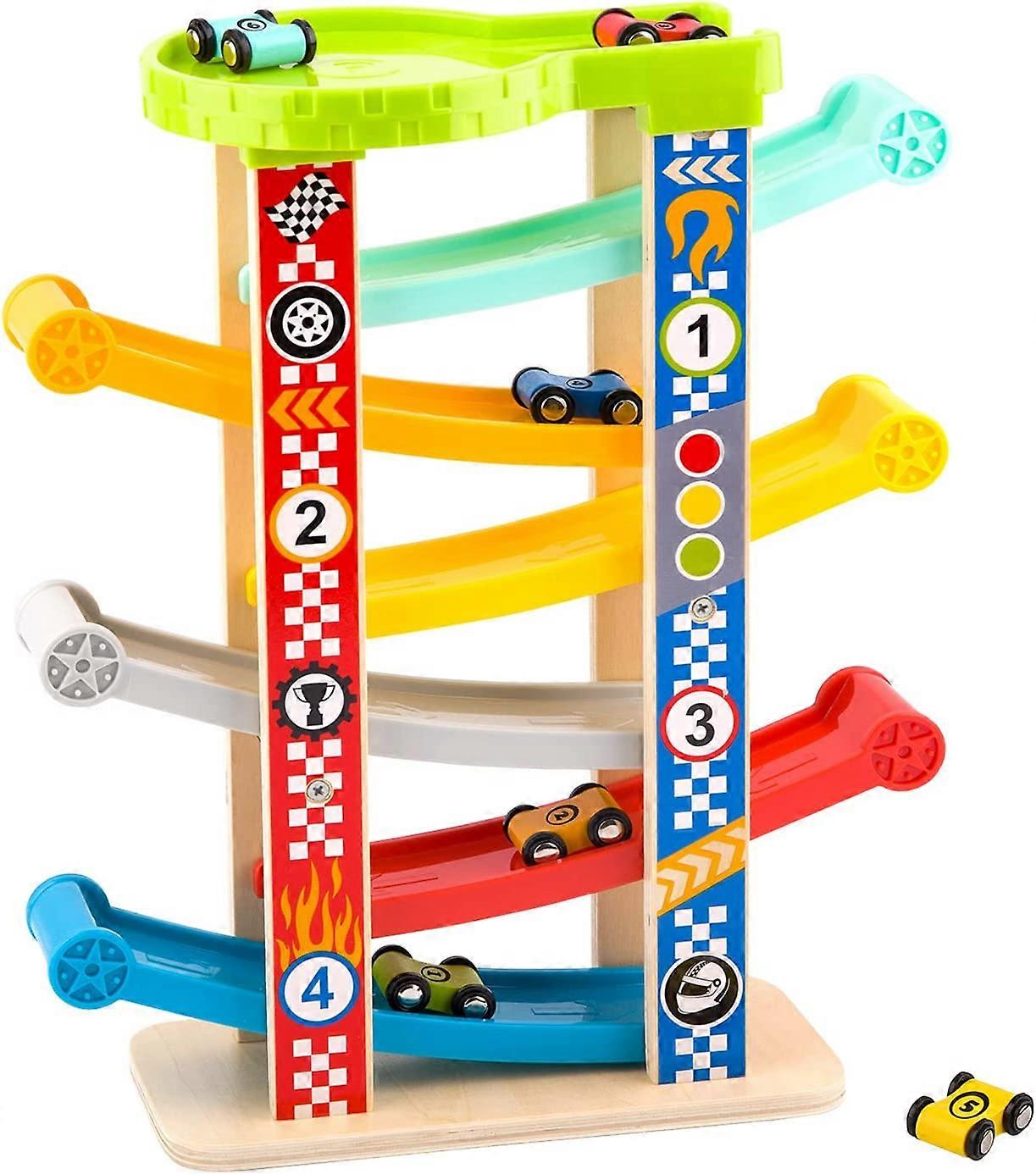 Juguete de corredor de rampa de coche de madera, juguete de pista