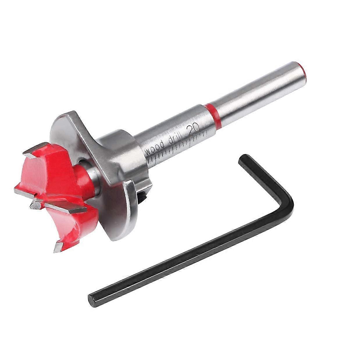 Wood Drill Bits,  20 mm Adjustable Positioning Wood Cutter, Cemented Carbide Hole Saw with Depth Stop (Depth Range 10~40 mm)