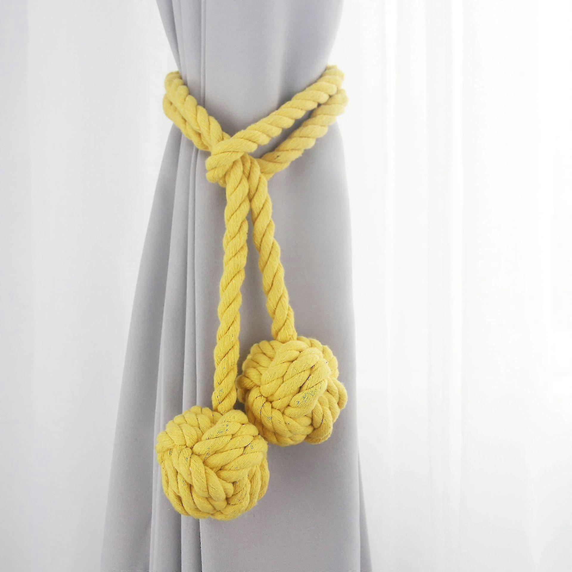 2er-Pack Curtain Buckle Handgeflochtene Vorhangkrawatten mit Doppeltem Ball Baumwollschnur Fransen