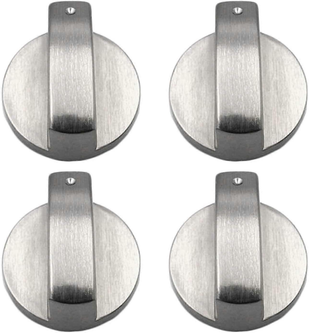 Gas Stove Knobs, 4 Pieces, Metal, 6mm, Silver-colored, Adjustment Knobs