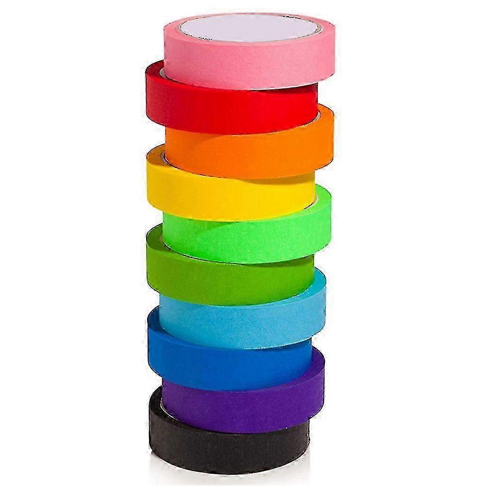 10 Pcs Of 10 Colors 20m Colored Masking Tape Rainbow Color Easy Tear Home Decoration
