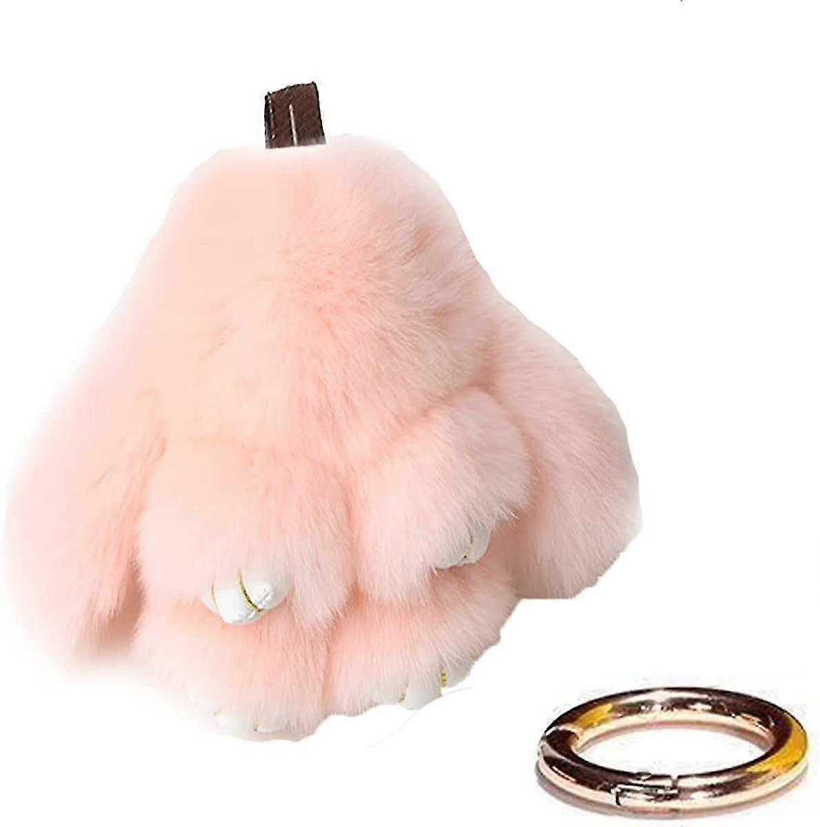 バニーキーチェーンかわいいレックスウサギフェイクファーキーホルダーカーハンドバッグキーリング