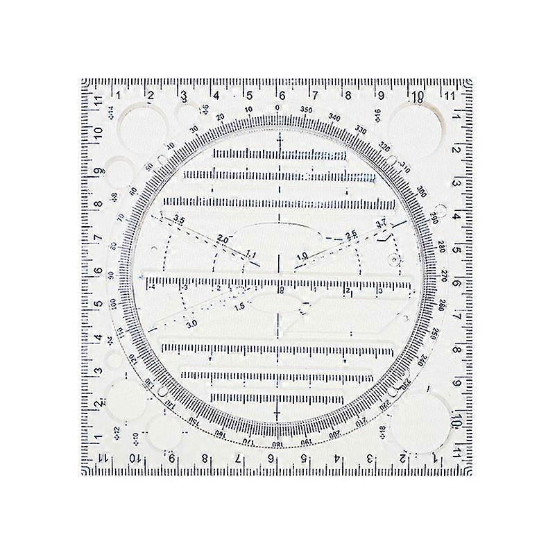 1 Pieces Multifunctional Drawing Ruler, Plastic Multipurpose Draw Round Curve Horizontal Parallel Vertical Line Measuring Drafting Template Rulers For
