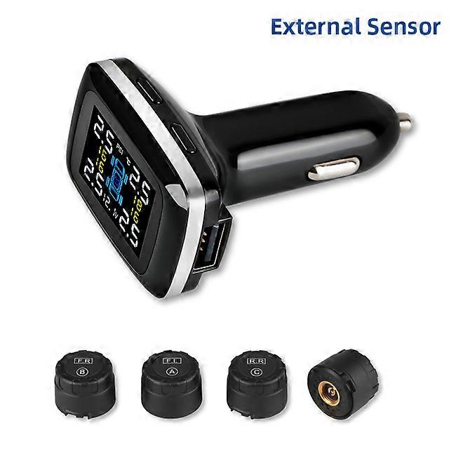 JMCQ TPMS Cigarette lighter Tire Pressure Alarm Monitor System Auto Security Warning Control Internal External sensors USB tpms