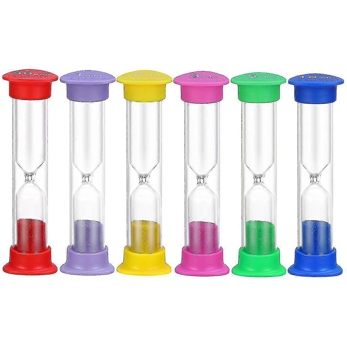 6pcs Sand Clock Colorful Hourglass Sandglass Sand Clock Timers 30s/1min/2mins/3mins/5mins/10mins