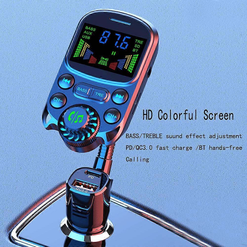 Color Car Charger FM Transmitter Bluetooth Wireless Handsfree Audio MP3 Music Player PD Type-C QC 3.0 Fast Charger Accessories