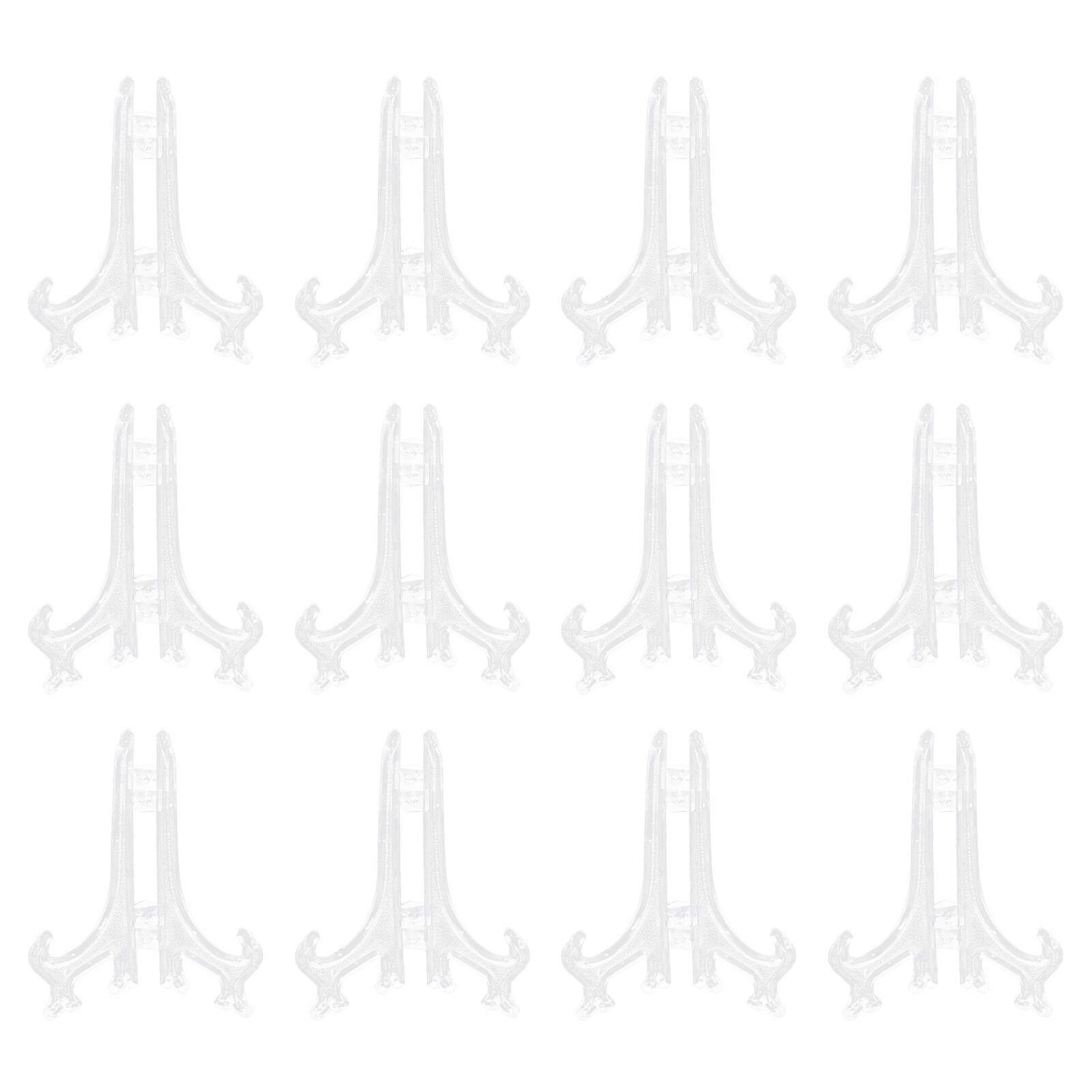 12pcs Transparent Easel Frame Bracket Plate Holders Easel Stands Clear Plate Stands