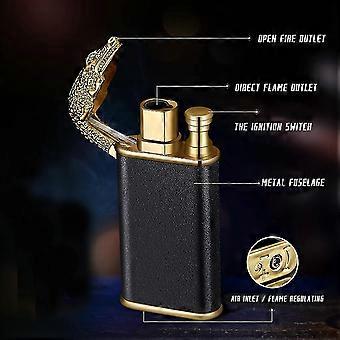 unusual cigarette lighters Double Flame Lighter Luminous Lighter Cigar Torch Lighters Wind-proof And  Waterproof Unusual Lighter Creative Metal Gift For Men (dragon Shape,  Black)