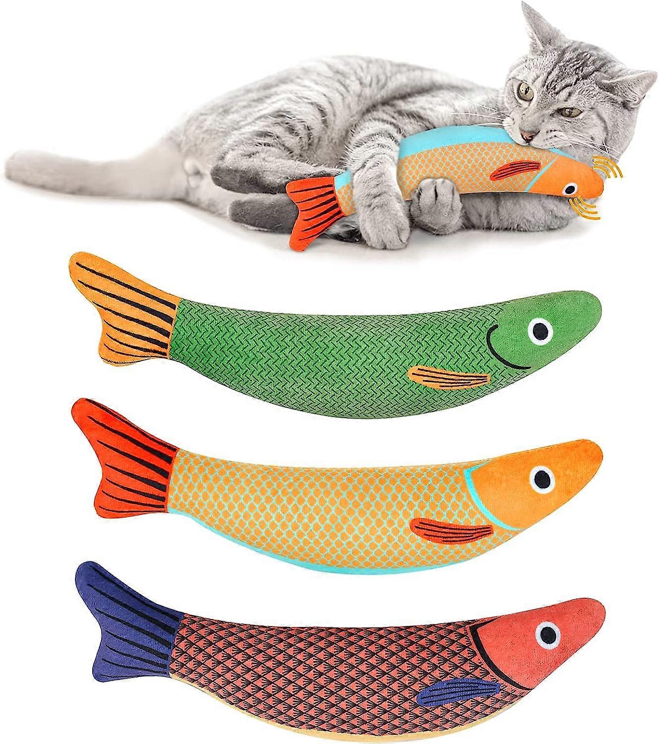 3PCS Cat Chew Toys, Bite Resistant Catnip Toys with Bell Inside, Plush Cartoon Kitten Teething Interactive Toy