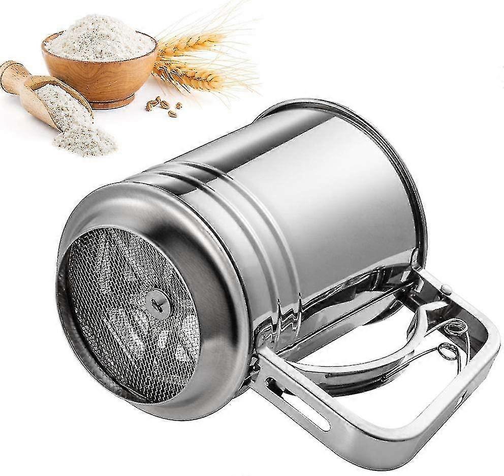 Stainless Steel Flour Sieve, Fine Mesh Filter, Large-capacity Manual Sieve Icing Shaker Icing Sugar Sieve