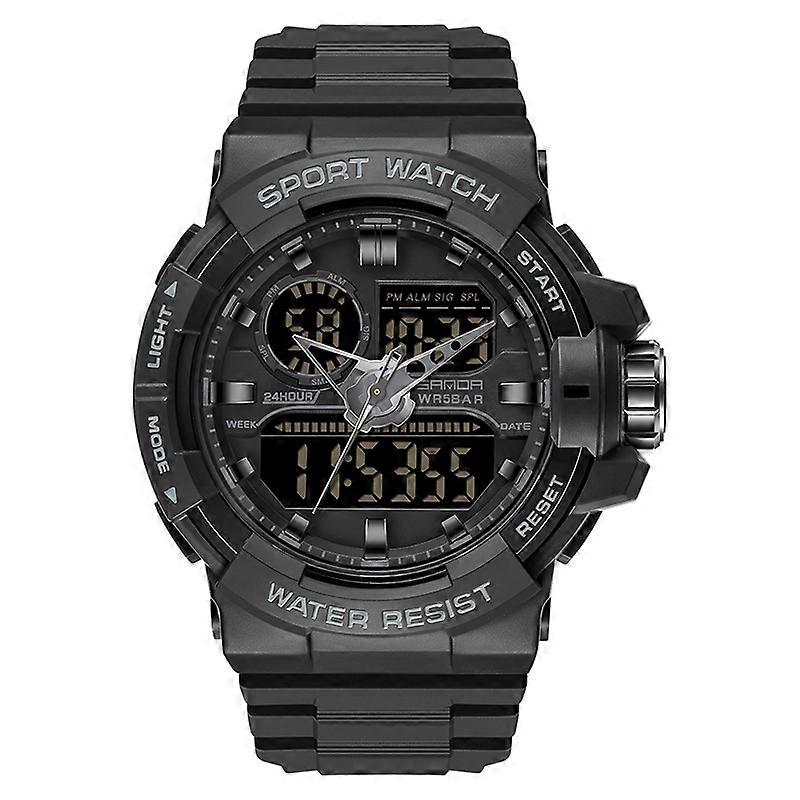 SANDA 6025 Dual Time Digital Display Waterproof Quartz Watch