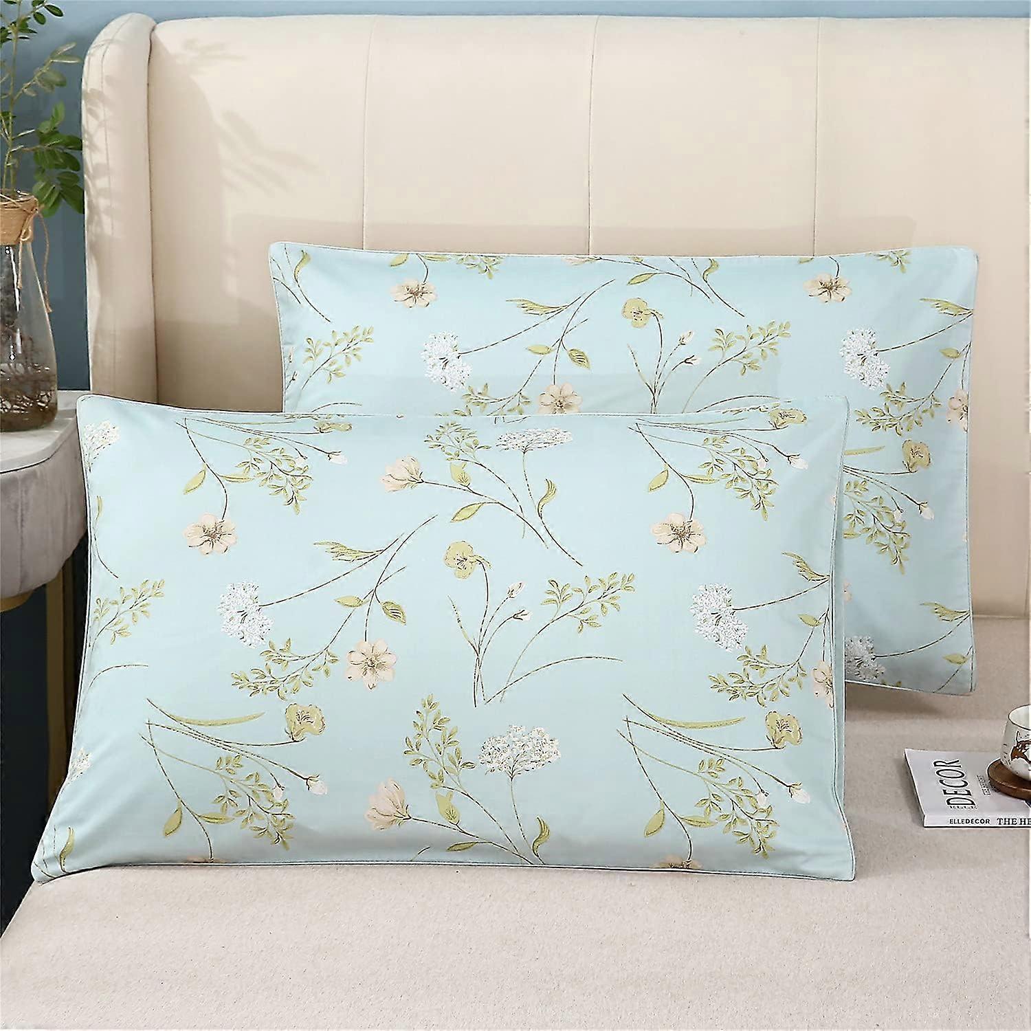 Floral Print Pattern Pillowcases 1000 Thread Count Cotton Decorative Pillow Covers Set of 2 (Standard,Color-16)