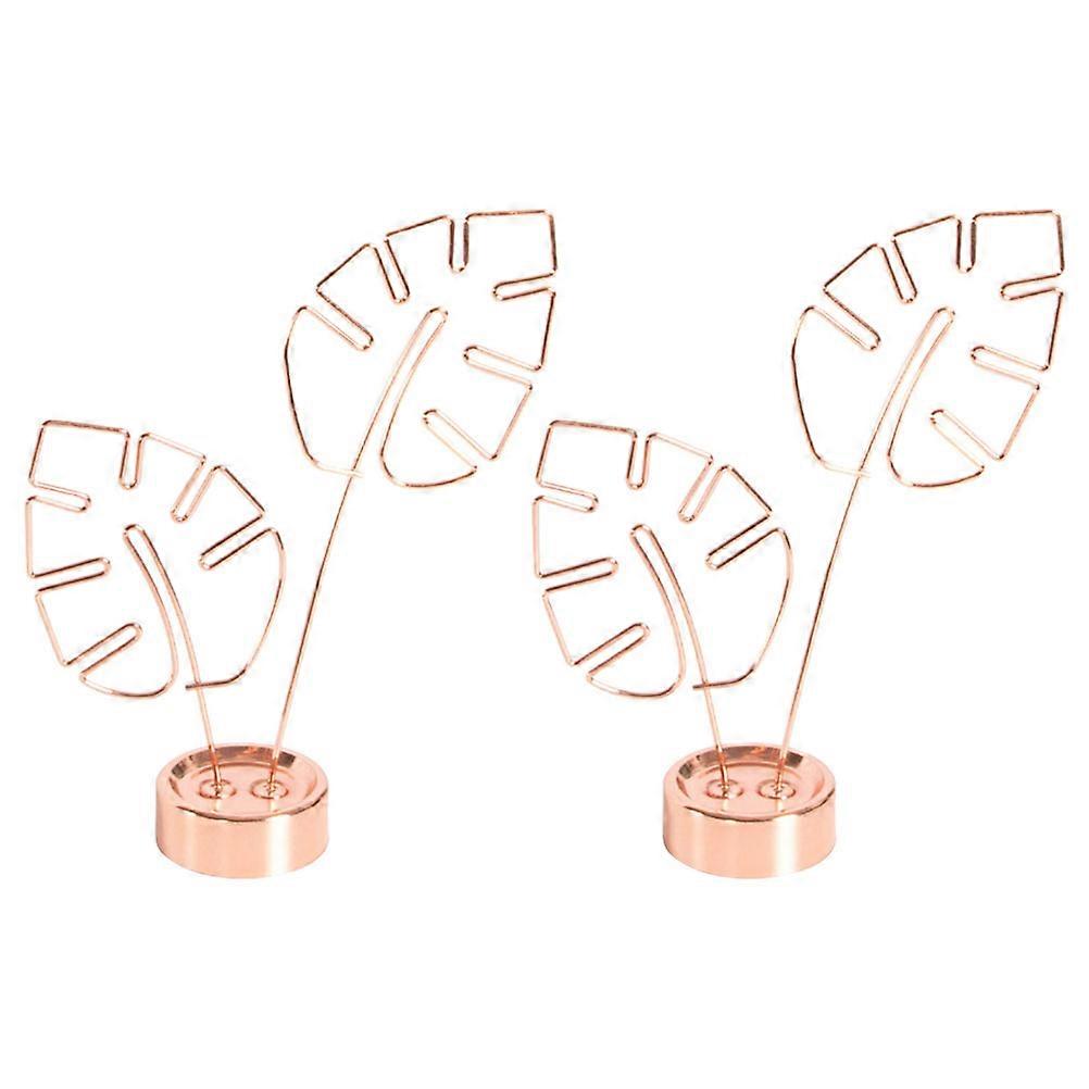 2Pcs Table Photo Clip Leaf Shape Memo Clip Decorative Memo Holder Desktop Memo Clamp