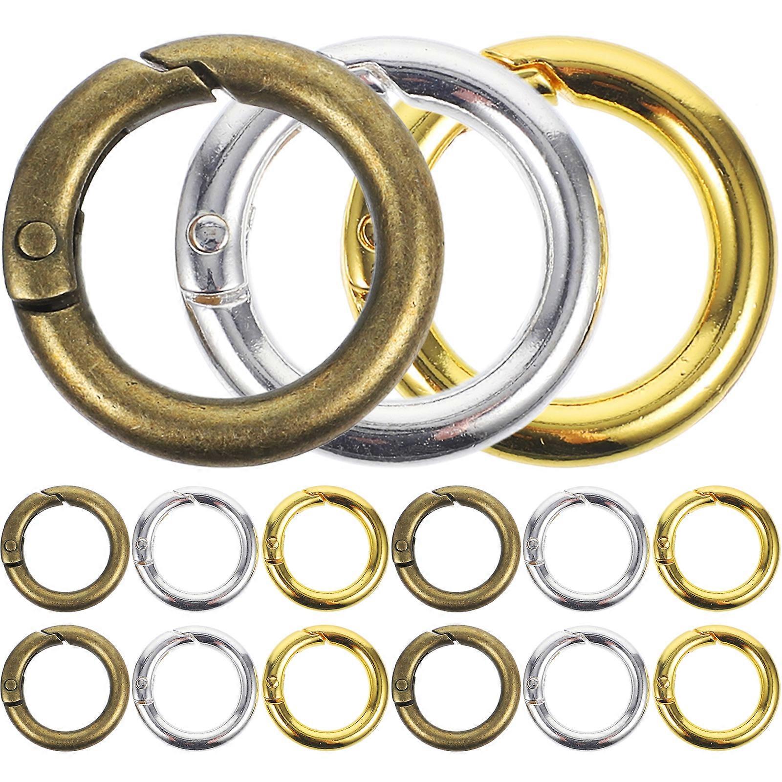 15Pcs Spring O-Rings Round Snap Buckles Key Rings Open Jump Rings Spring Keyring Buckles