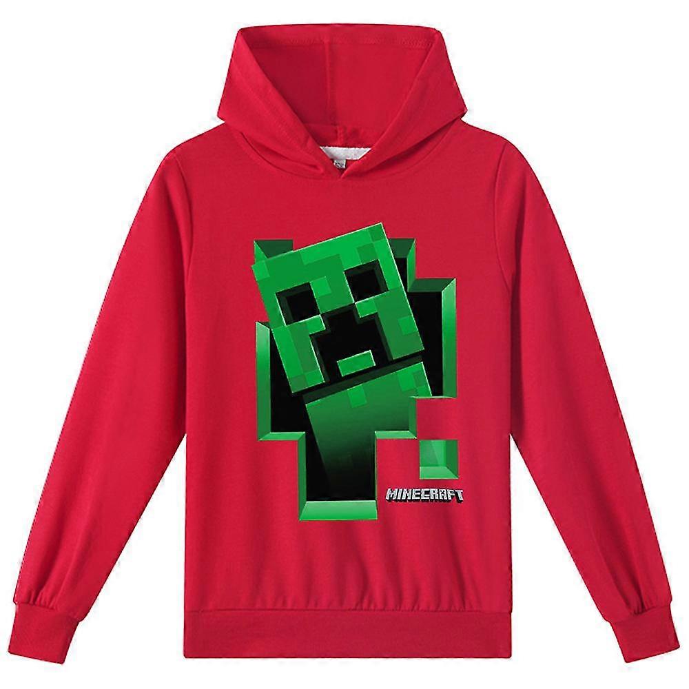 Minecraft Hoodie för barn Pojkar Flickor Creeper Printed Hooded Sweatshirts Långärmade Pullover Tops