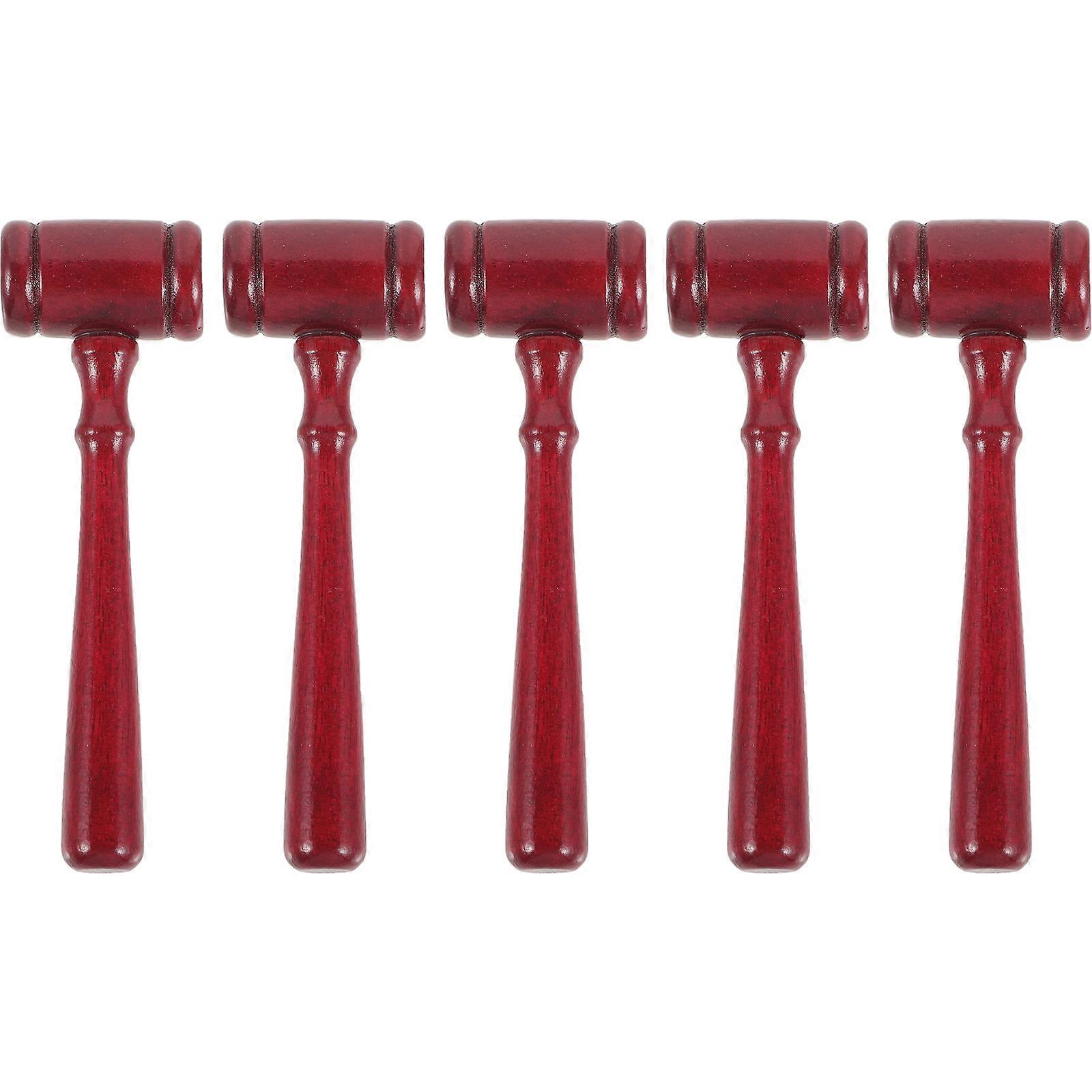 5pcs Durable Judge Gavels Simple Wooden Hammer Plain Mallet Toys Kids Role Play Toy for Children
