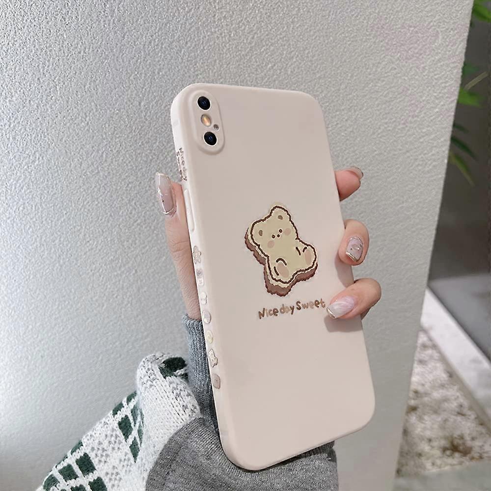 Compatible with iPhone X/XS Case Cute Painted Design Brown Bear