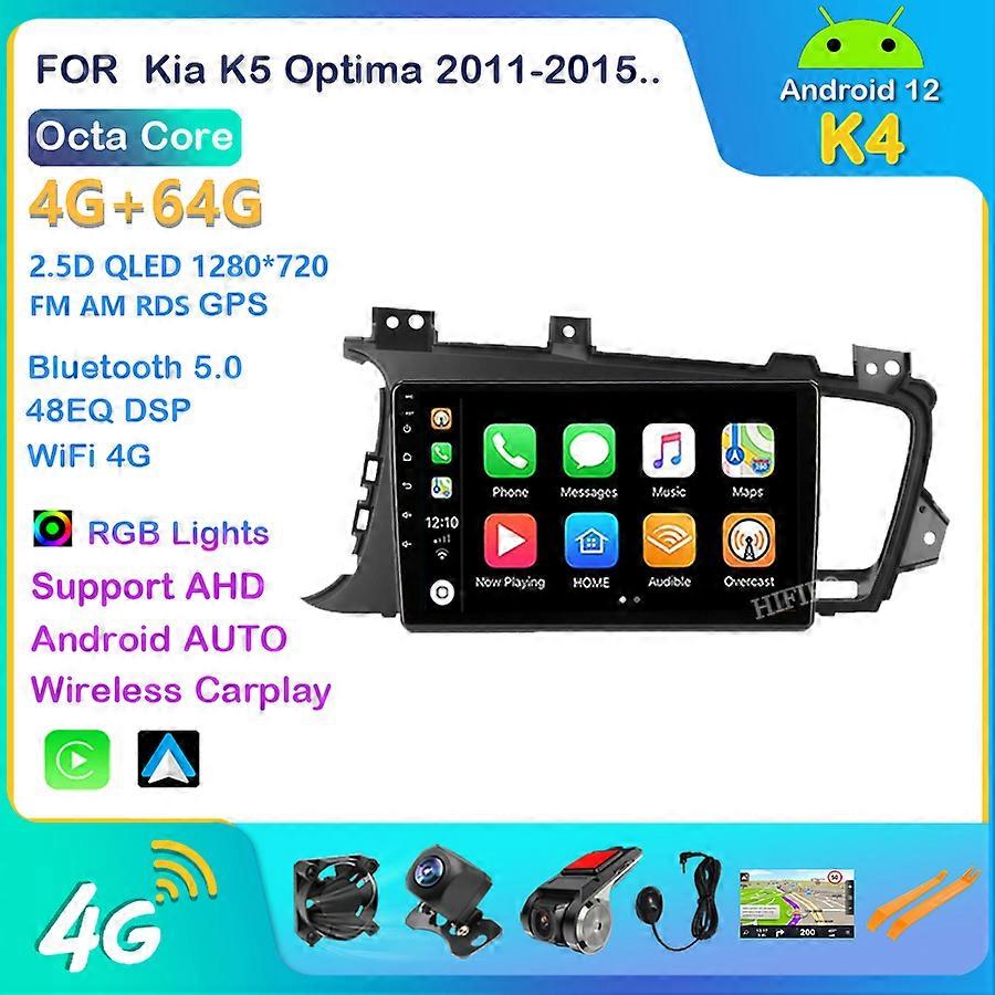 Android 12 Car Radio For Kia K5 Optima 2011-2015 2 din DSP RDS stereo GPS Navigation Multimedia Video Player 4G NET+WIFI FM AM