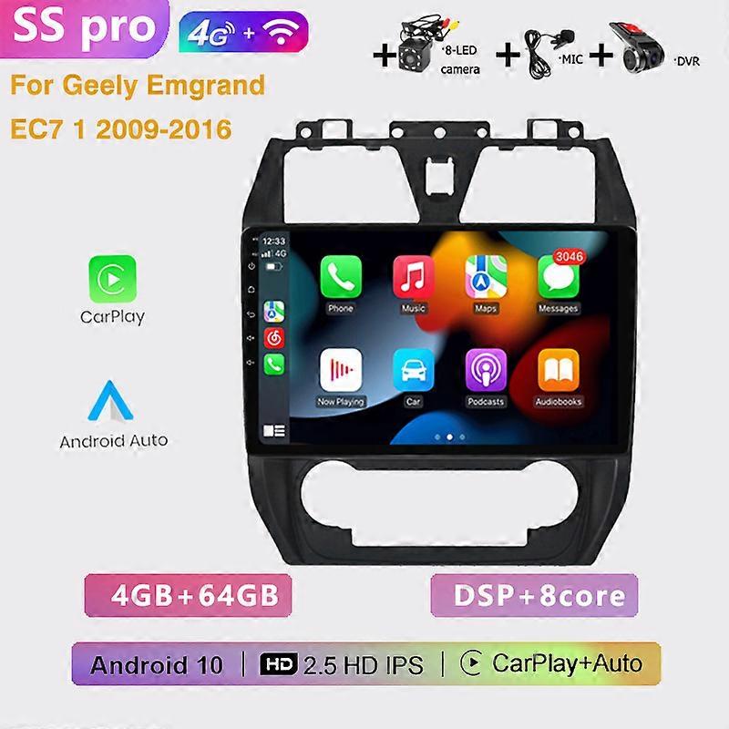 2DIN Auto Android  car radio multimedia player 4G Carplay GPS navigation For Geely Emgrand EC7 1 2009 2010 2011 2012 2013-2016