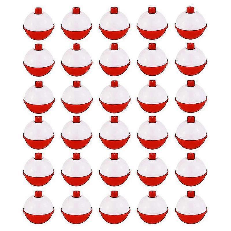 30pcs Fishing Bobbers 1 Inch,push Button Snap-on Fishing Floats Red And White,fishing Float And Bob