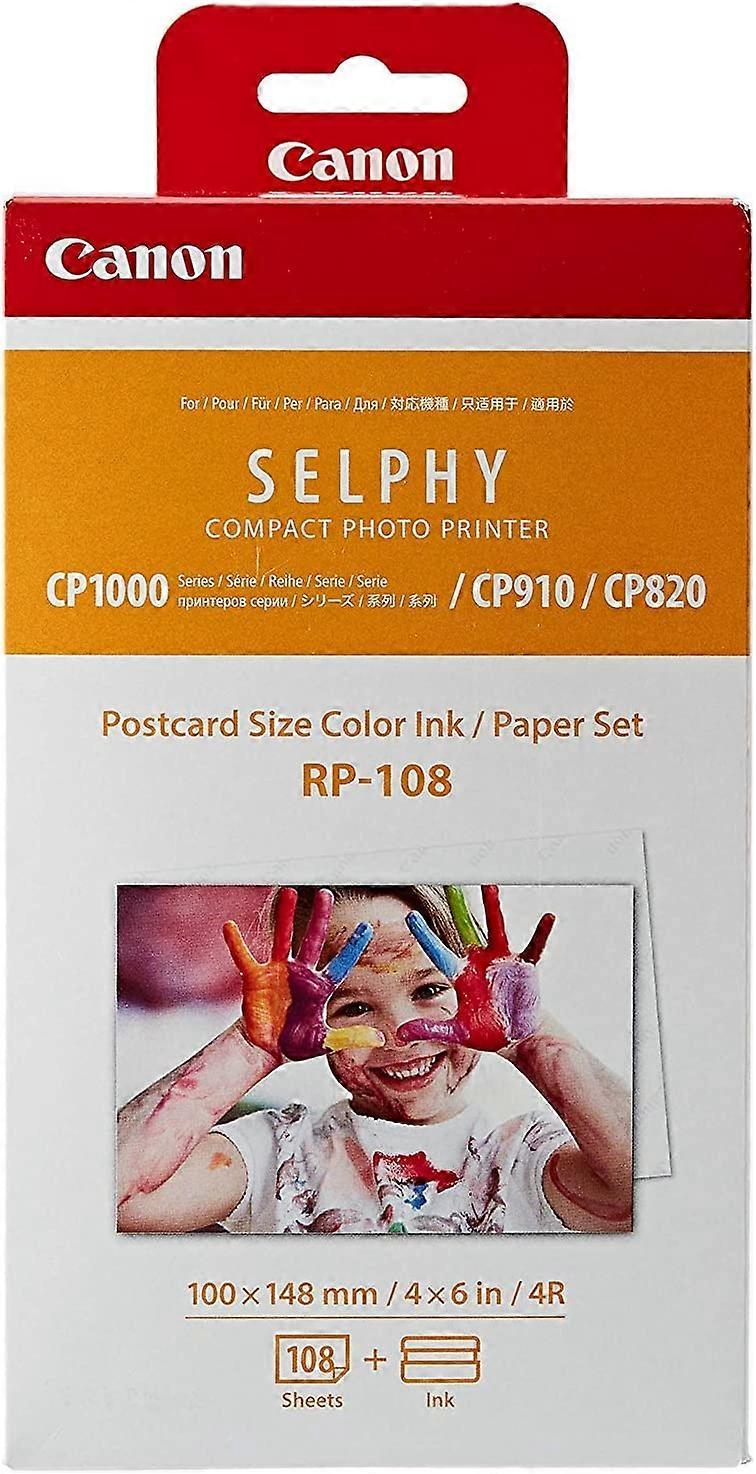 New,suitable 108 2 High Capacity Color Ink Cartridge and 108 Sheets 4 x 6 Paper for Selphy CP910 CP1300, CP1200