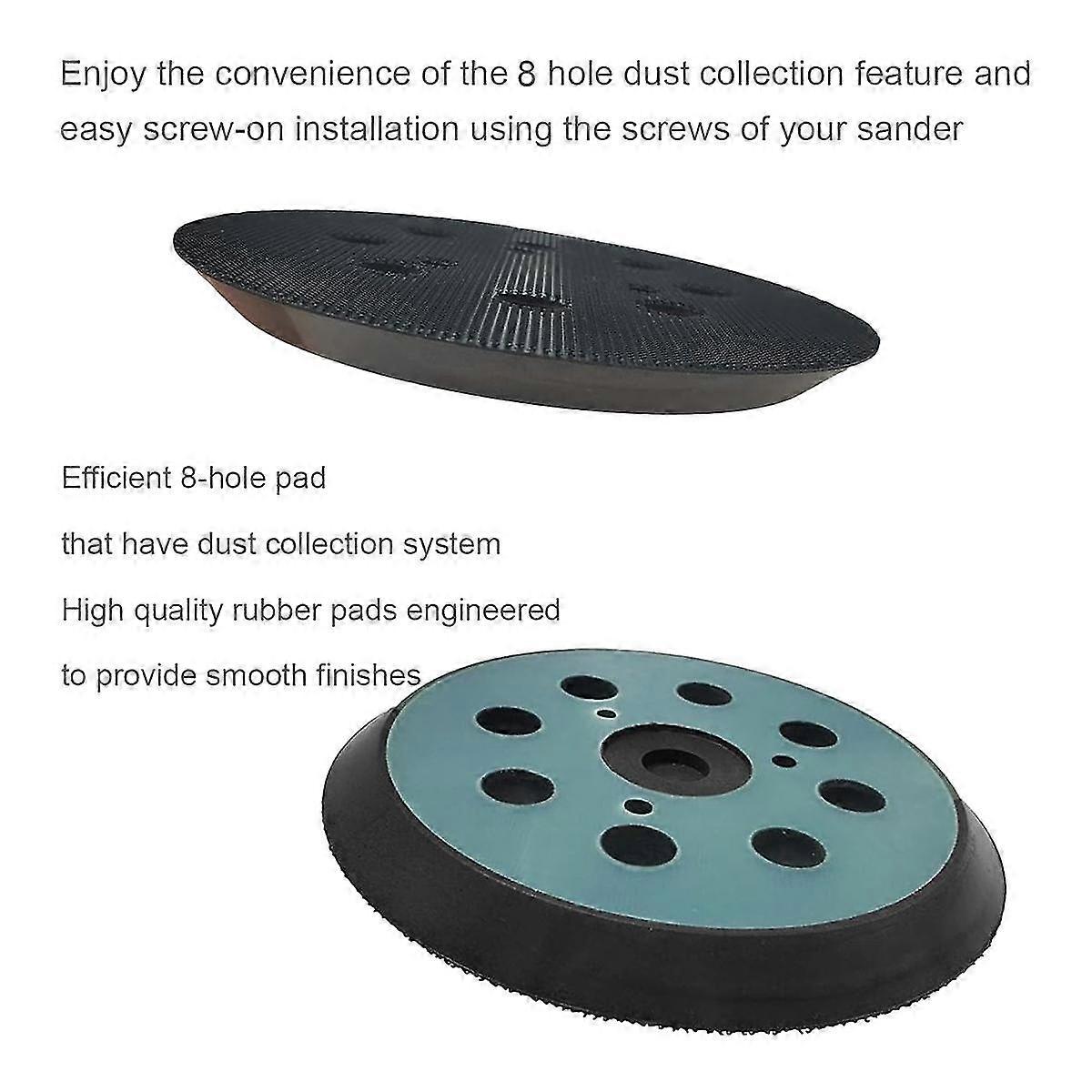 2 Pack 5 Inch Dia 8 Hole Hook And Loop Replacement Sander Pad Track Sander Sanding Backing Pad