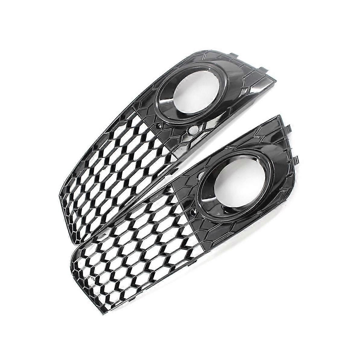 Mesh Fog Light Frame Fog Lamp Grille For A4 B8 Rs4 2009-2012 Glossy Black 8kd807682 8kd807681