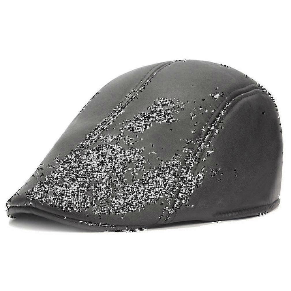 Läder basker mössa casual hatt -