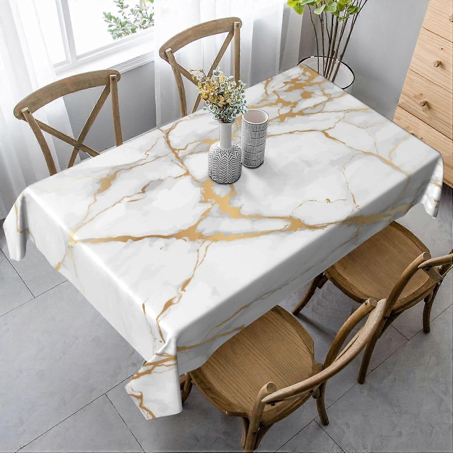 Toalha de mesa de mármore Toalha de mesa retangular Capa de mesa lavável para decoração Cozinha Sala de jantar 60x90 polegadas