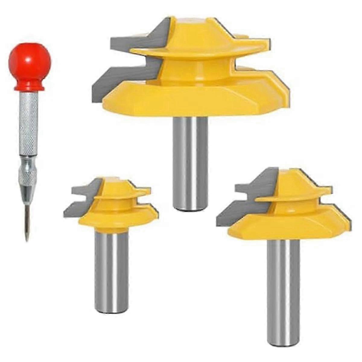 45 Degree Lock Miter Router Bit,for 1/2 Inch Shank Joint Router Bits With Center Punch For Wooden Working Cutter Tools
