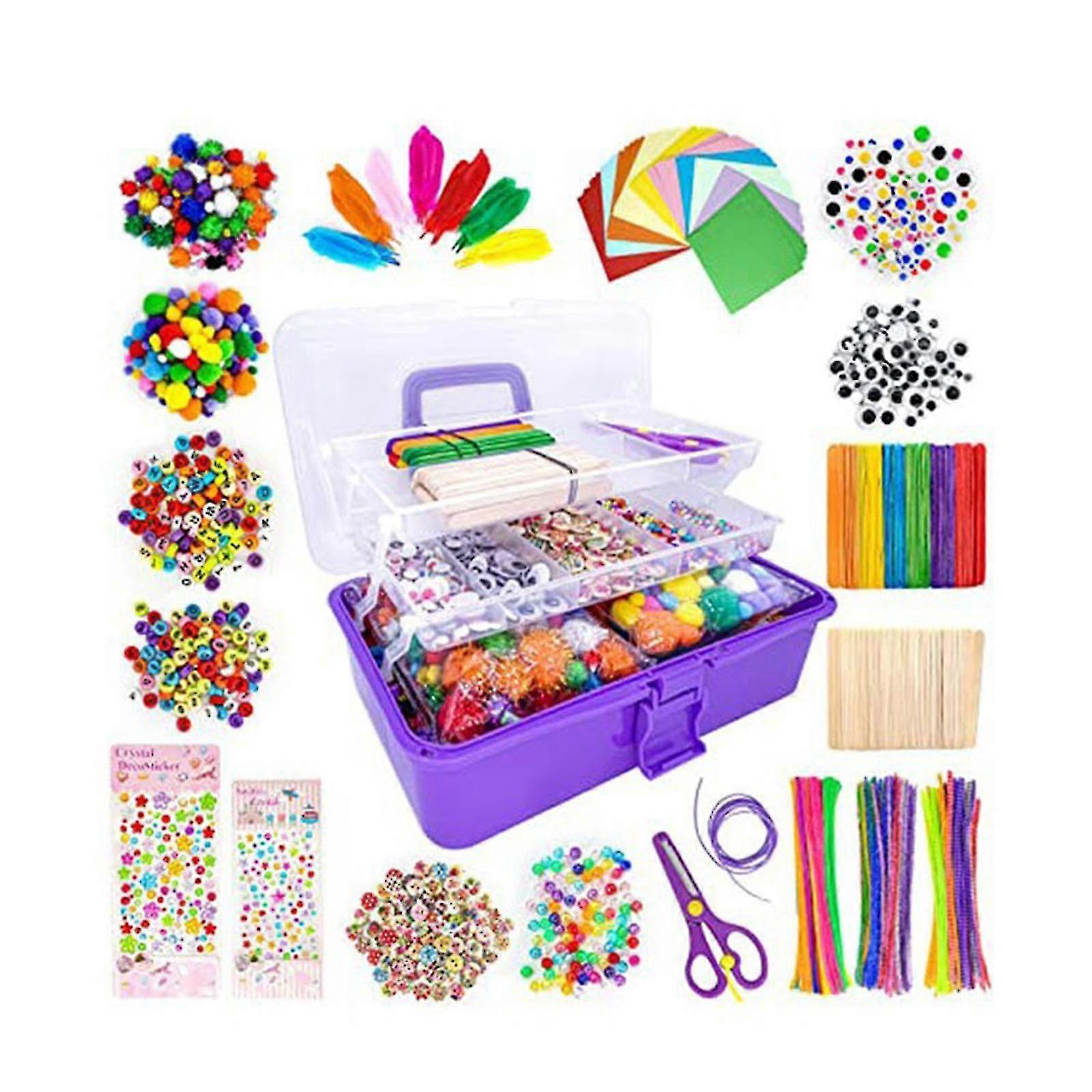 Kids Arts And Crafts Set - Diy Portable Box With Over 1,000 Materials For Creative Projects,hw
