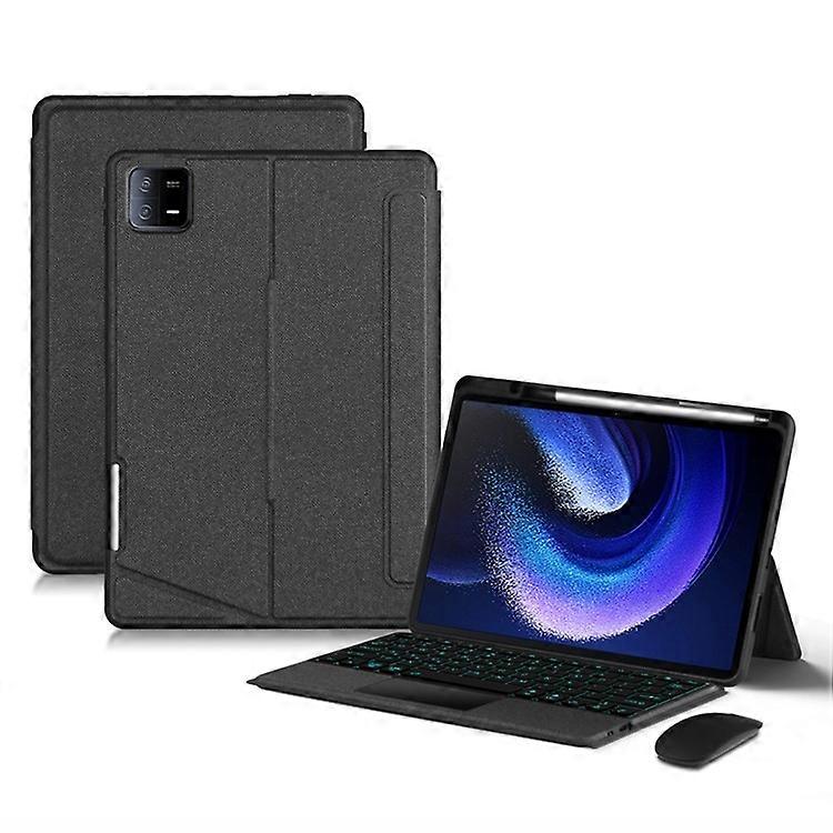 Compatible For Xiaomi Pad 6 Leather Case + Bluetooth Keyboard with Backlight Trackpad