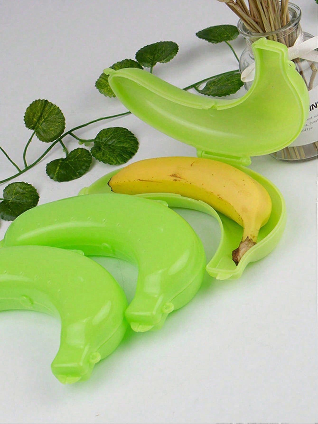 1pc Plastic Banana Fresh-keeping Box, Creative Yellow Banana Shaped Food Storage Box For Kitchen