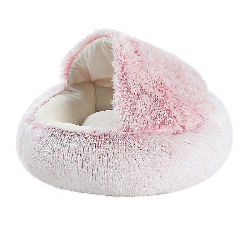 Pet Cat Small Dog Round Plush Warm Bed Semi-enclosed Nest