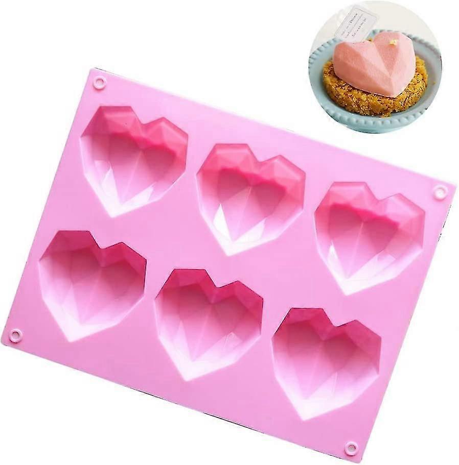 Heart Shaped Silicone Mold, 6 Types Of Heart Shapes, For Chocolate, Valentine's Day, Muffin Baking Pan, Baking Pan For Candies, Pink,3605