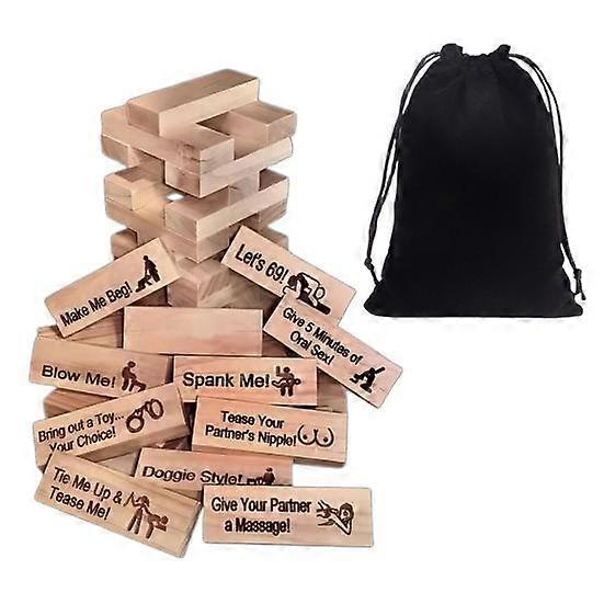 48Pcs/Set Adults Building Block Tumbling Tower Date Night Couple Activities Wooden Stacking Block Night Party Game Girlfriend Boyfriend Valentine's