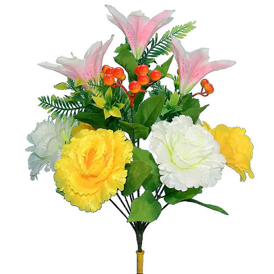Artificial Silk Roses and Lilies Bouquet for Sacrificial Use, 45cm