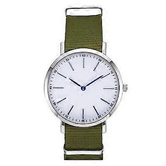 Men Quartz Watch Round Dial Nylon Belt Elegant Casual Wristwatch Army Green