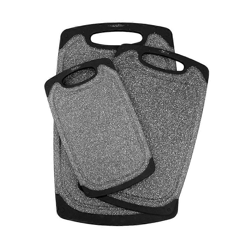 Cutting board set (3 pieces) with non-slip feet and deep drip groove