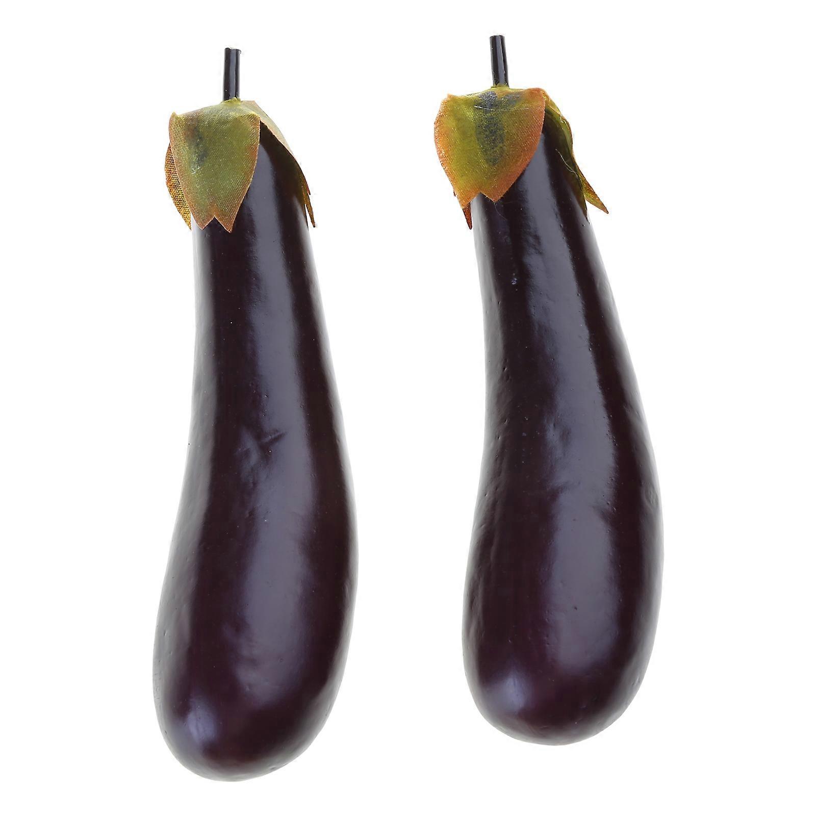 2pcs Simulated Eggplants Soft Foam Artificial Aubergines Simulation Vegetables Lightweight Photography Props Ornament