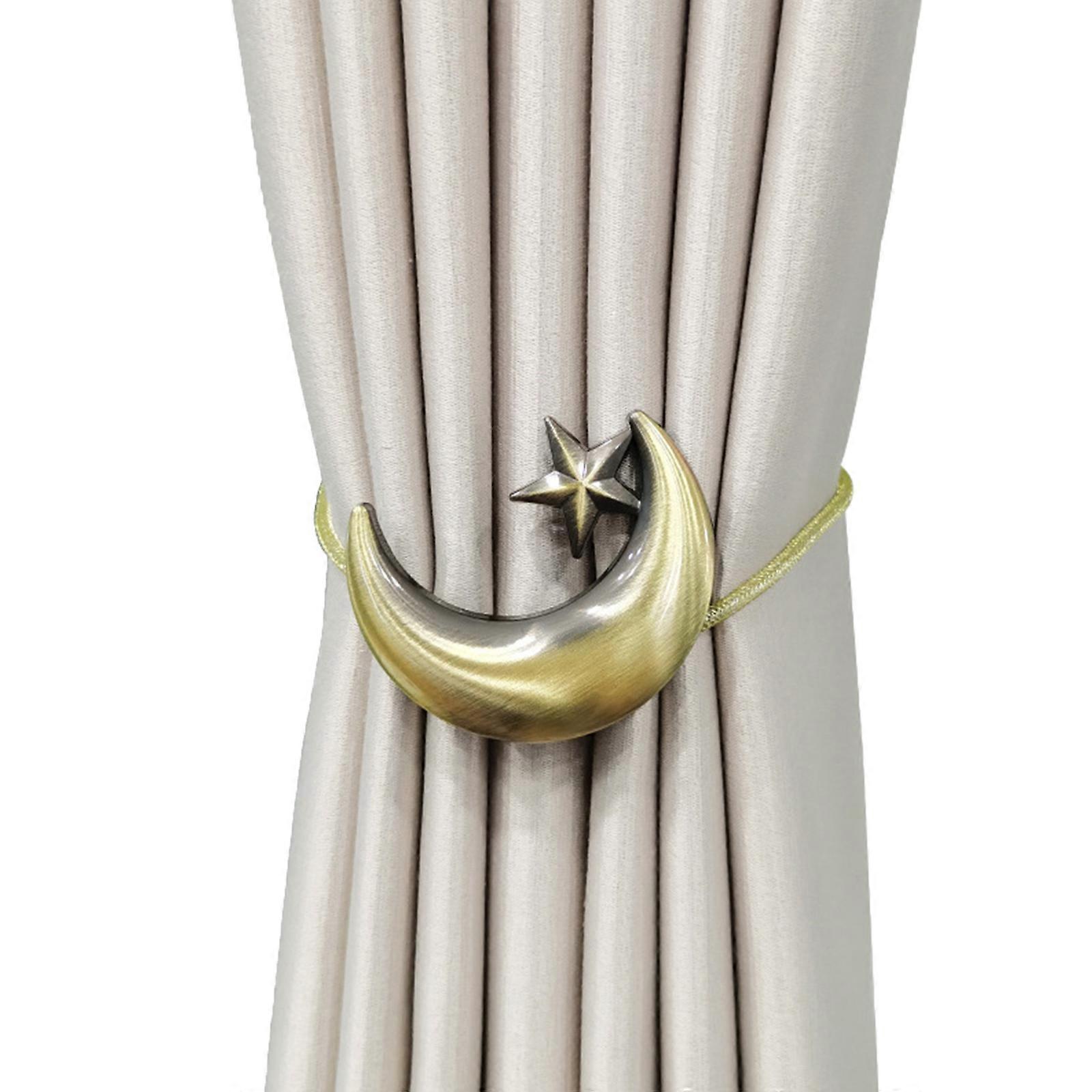 Moon Star Curtain Holdbacks avec boucle magnétique Clous perçage de rideaux en métal sans attaches Durable antidérapant crochet support Acick